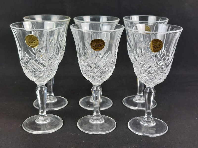 set van 6 cristal d'arc glaasjes