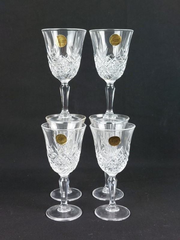 set van 6 cristal d'arc glaasjes