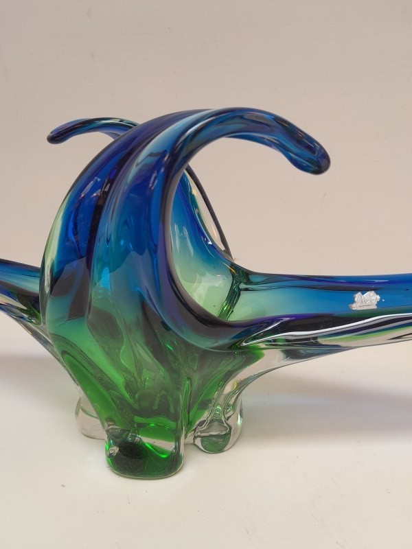 Sierlijke blauw groene schaal - Murano