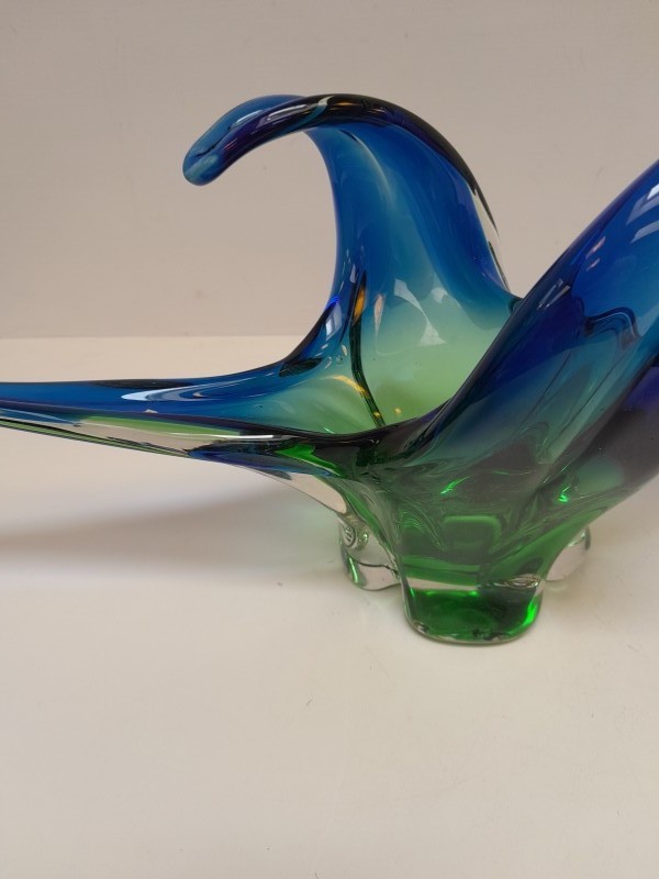 Sierlijke blauw groene schaal - Murano