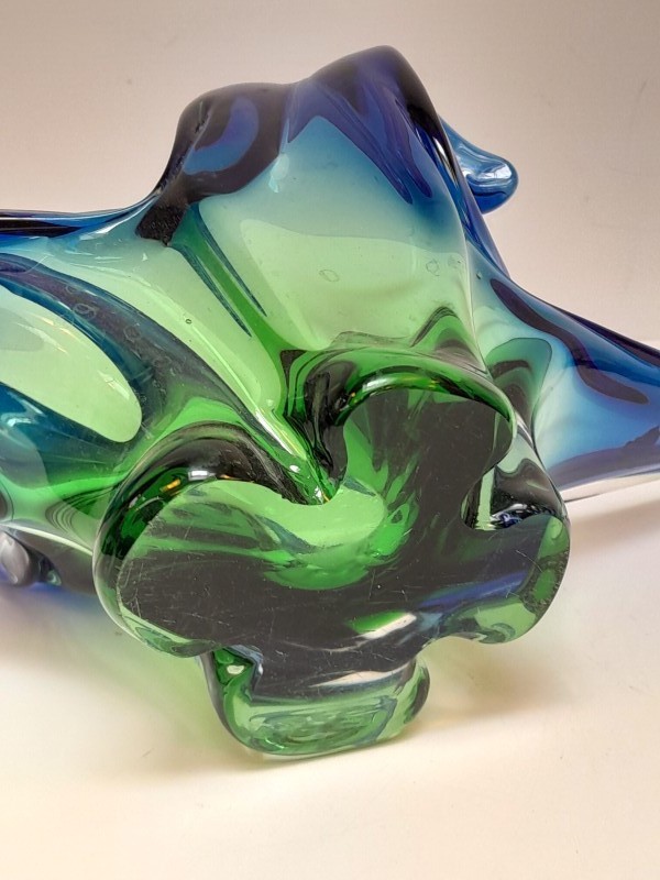 Sierlijke blauw groene schaal - Murano