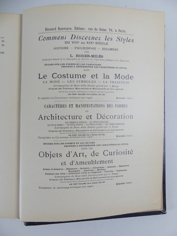 Antiquariaat -Roger Miles‎ - ‎Comment Discerner les Styles Du ... - begin 20e eeuw‎