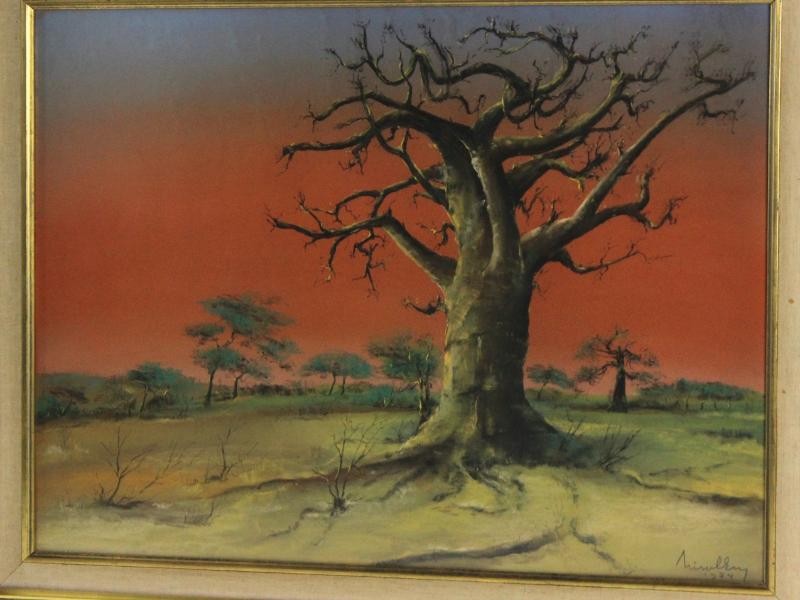 Schilderij Afrikaans landschap met baobab