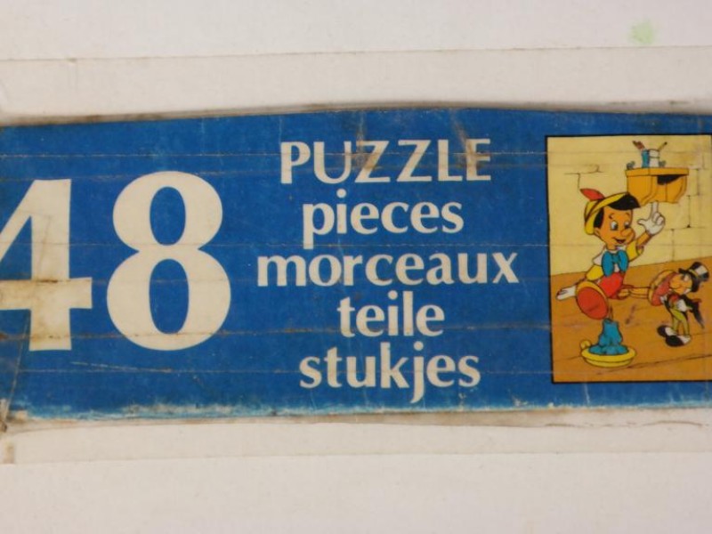 Vintage houten Disney Pinocchio puzzel (compleet) in origineel doosje