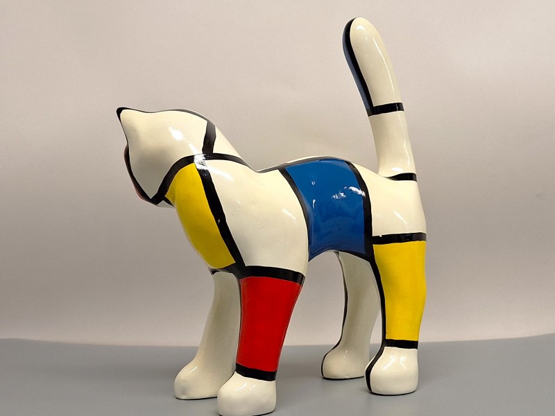 Kattenbeeld met Mondriaan patroon