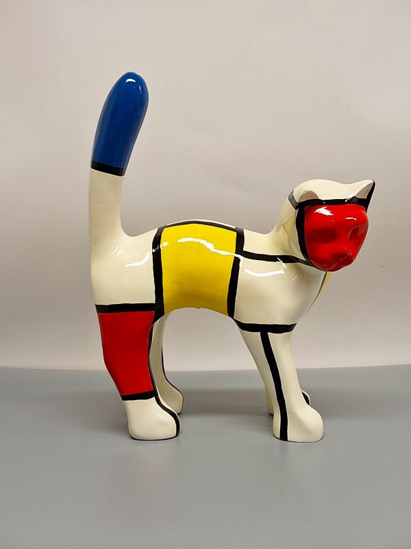 Kattenbeeld met Mondriaan patroon