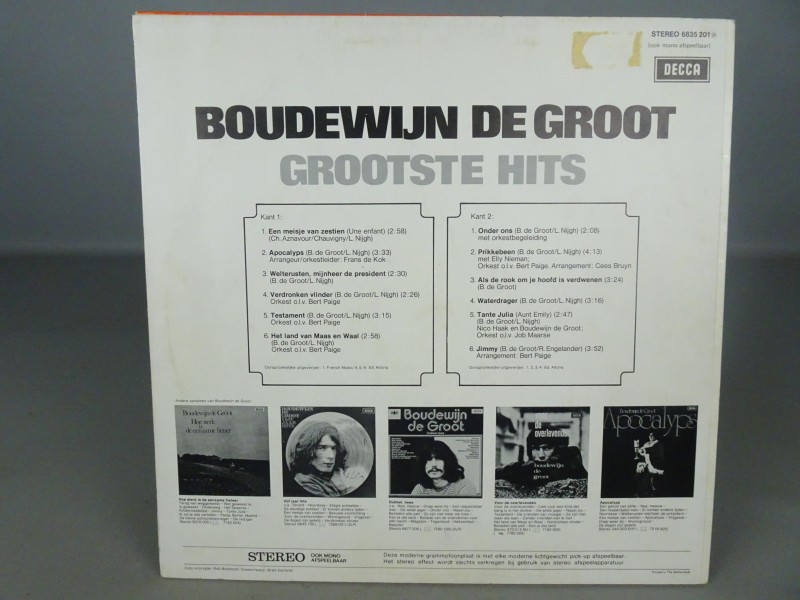 Verzamel LP Boudewijn De Groot 1974 Grootste Hits