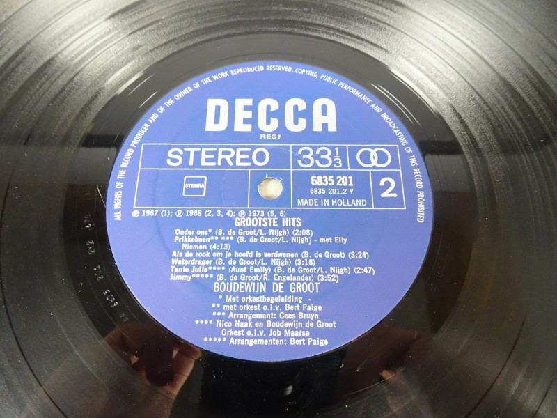 Verzamel LP Boudewijn De Groot 1974 Grootste Hits