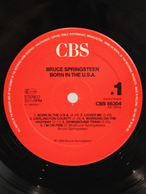 Lp van Bruce Springsteen uit 1984 - Born In The U.S.A. CBS 01-086304-20