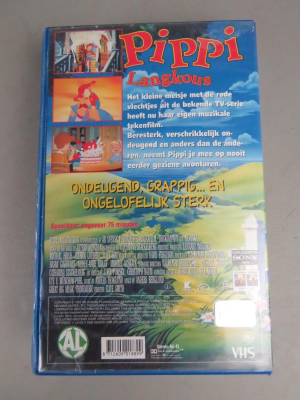 VHS video "Pippi Langkous" muzikale tekenfilm-versie