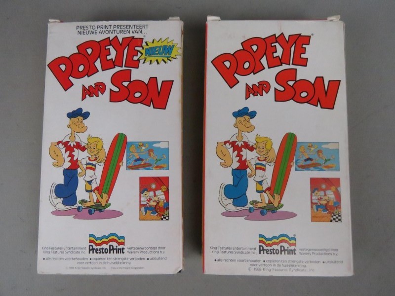 Twee Popeye VHS video's 1988.