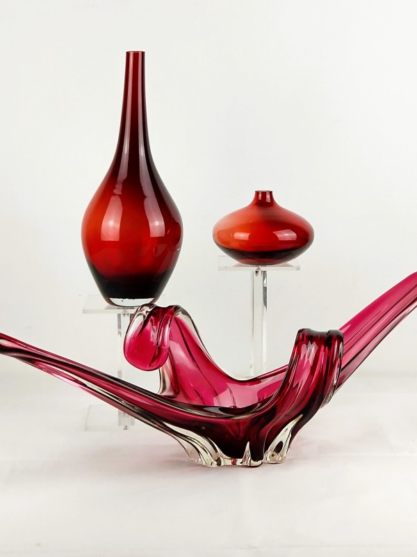 Bordeauxrode decoratieset glaswerk