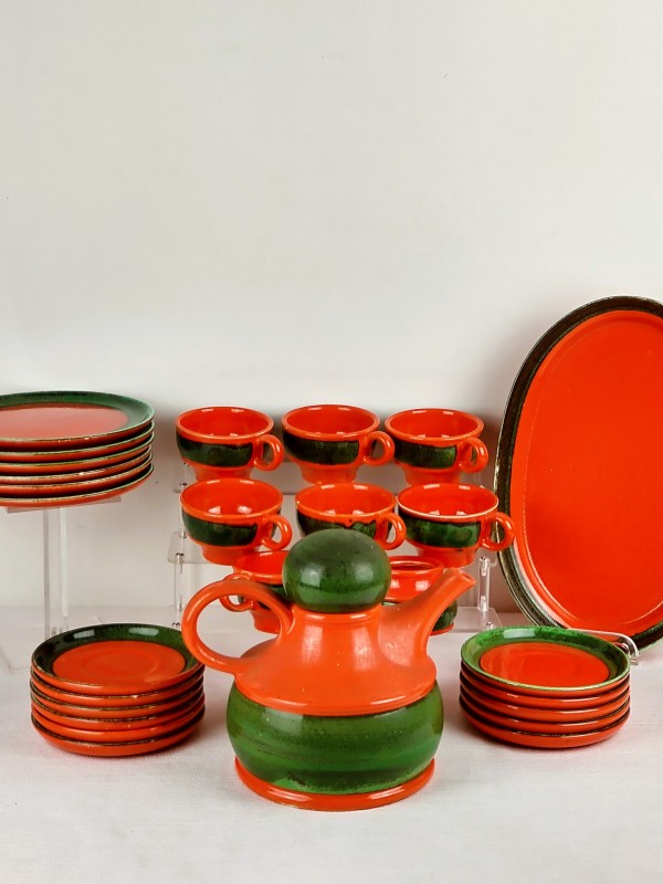 Vintage servies oranje/groen