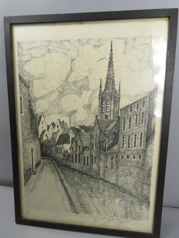 Pentekening van de Gertrudis kerk in Leuven