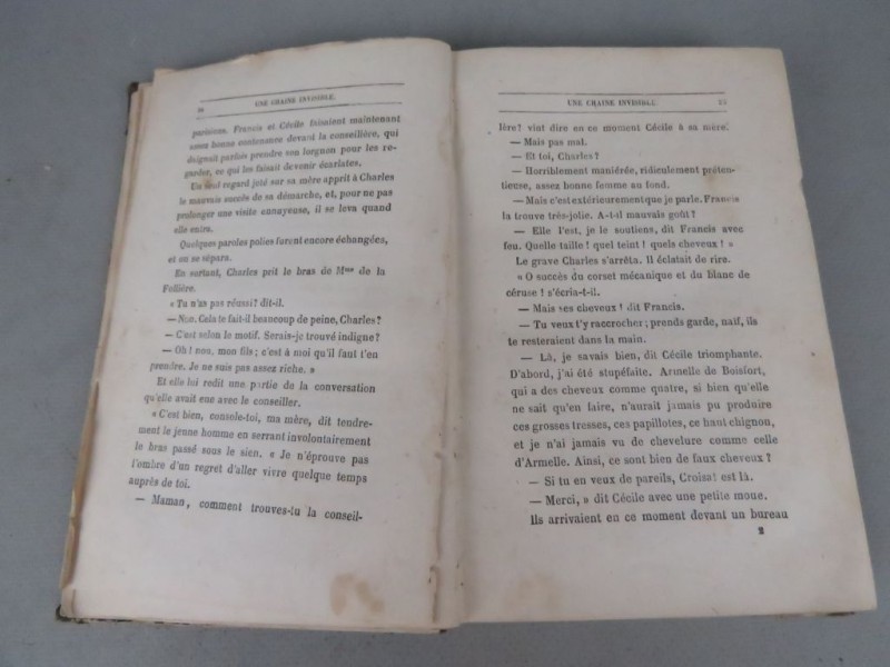 Pocket hardcover Franstalig "Une chaine invisible" tweede druk 1868.