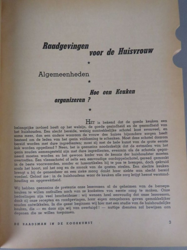 Kookboek " De raadsman in de kookkunst" 1962.