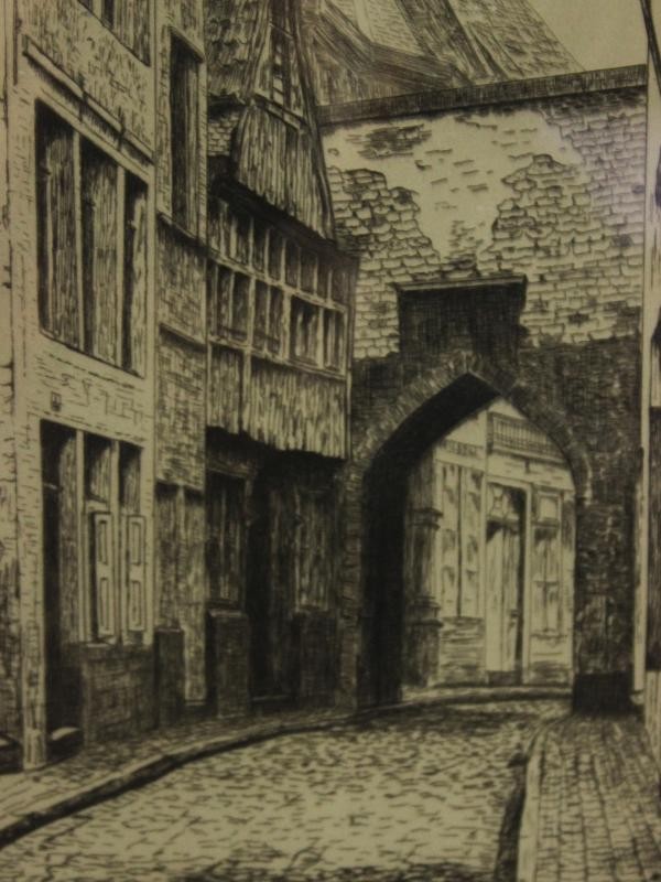 Pieter Verhaert ets 'Rue du Steen à Anvers' 1881