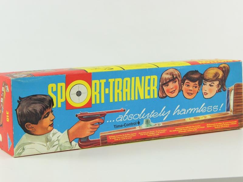 Vintage tin toy Sport Trainer shooting game Mystery Shooting