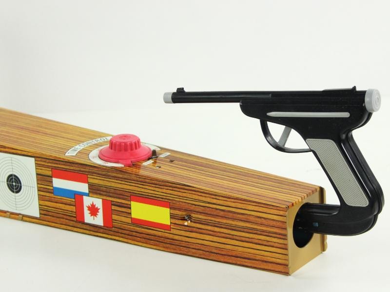 Vintage tin toy Sport Trainer shooting game Mystery Shooting