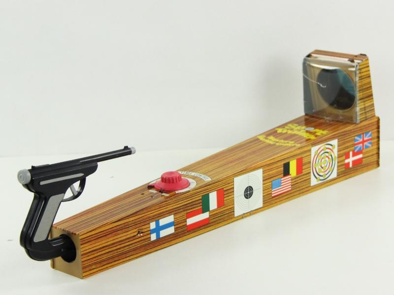 Vintage tin toy Sport Trainer shooting game Mystery Shooting