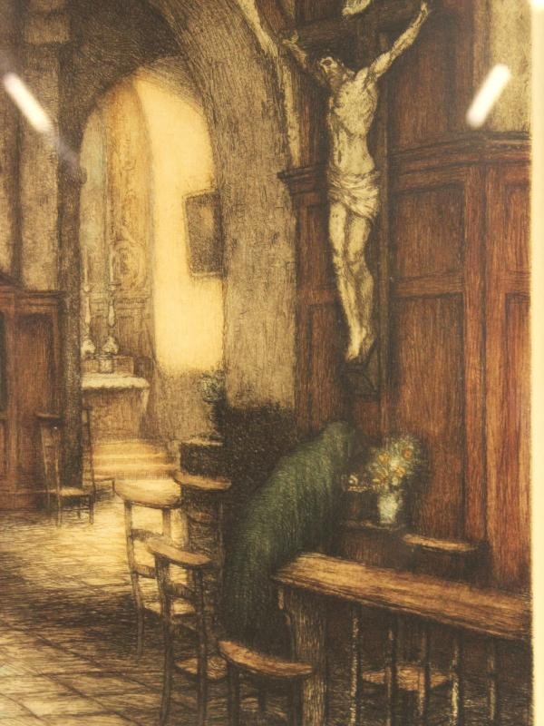 Grafiek 'Gebed in de kerk' - Albert Geudens (1869-1949)