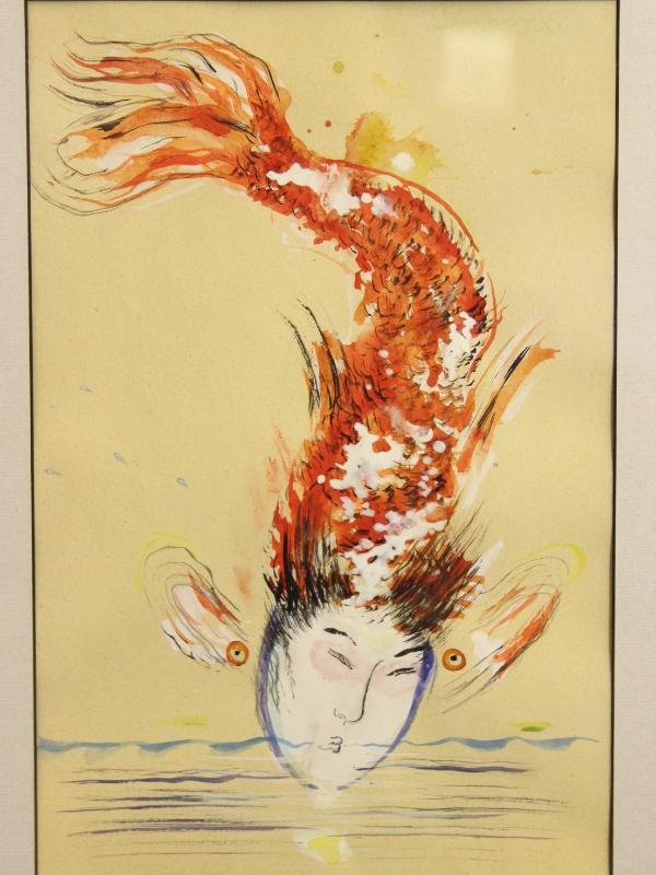 Aquarel "Feelin' goldfish" (1993) - Freddy De Vierman (°1960)