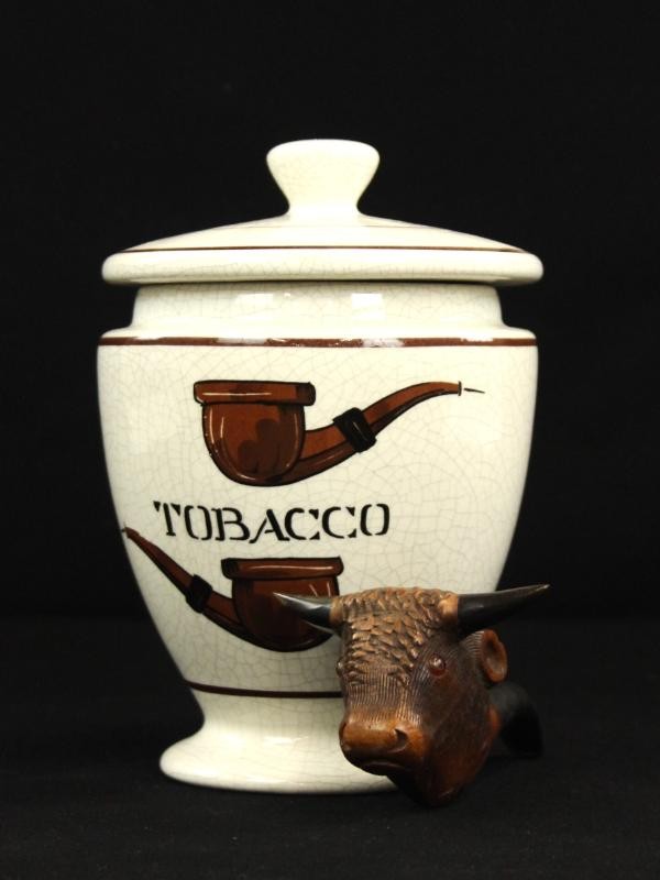 Vintage BRIAR pijp (Buffel) + Keramische Tobacco pot Savinelli, beide uit Italië