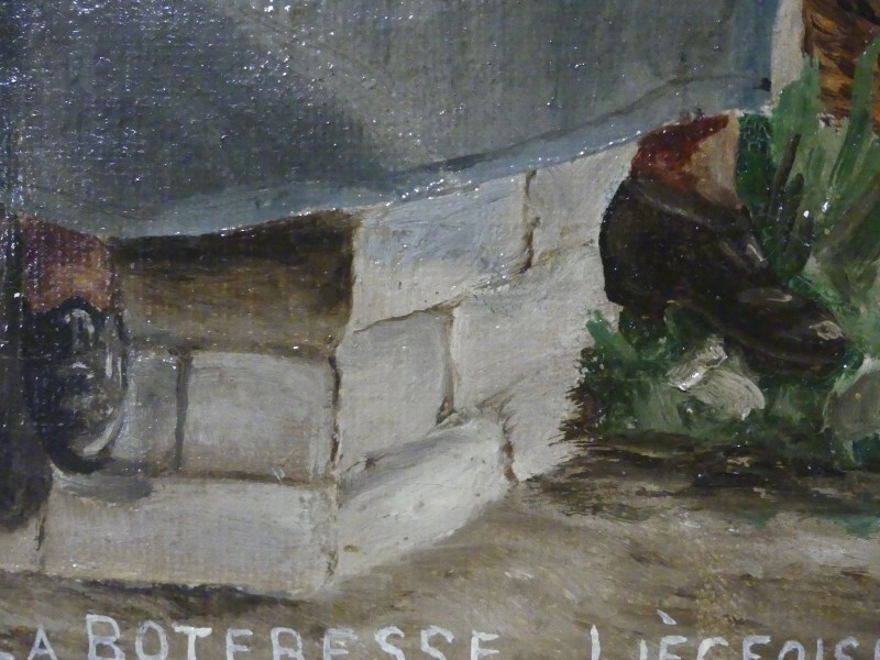 Schilderij 'La Boteresse* Liègeoise' gesigneerd