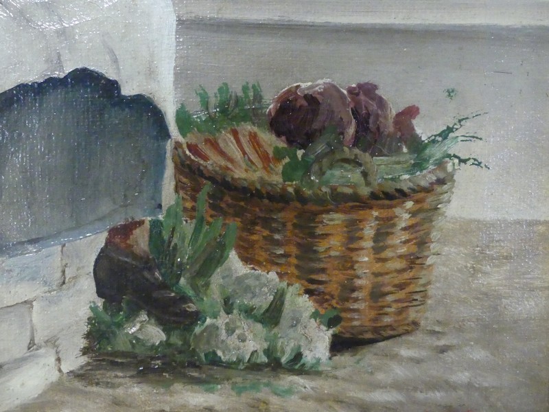 Schilderij 'La Boteresse* Liègeoise' gesigneerd