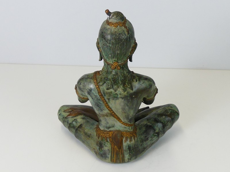 Vintage Thaise bronzen Boeddha met fluit