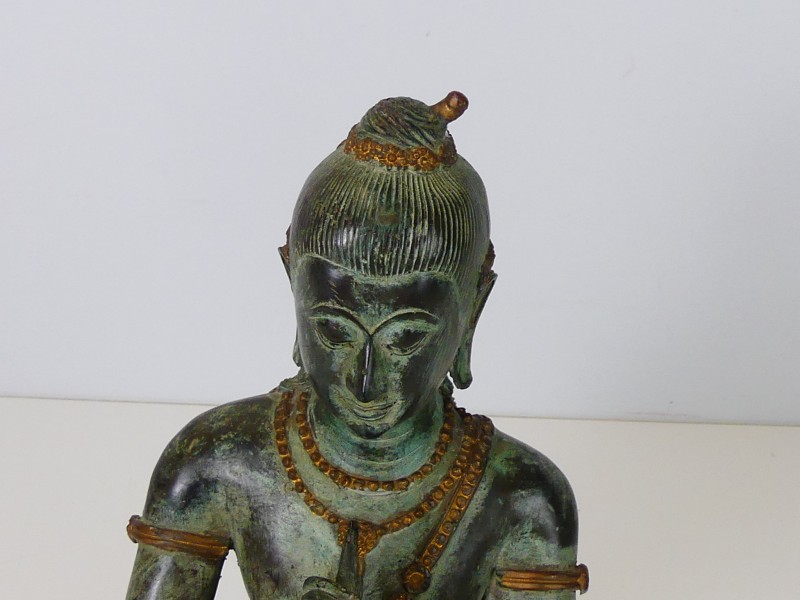 Vintage Thaise bronzen Boeddha met fluit