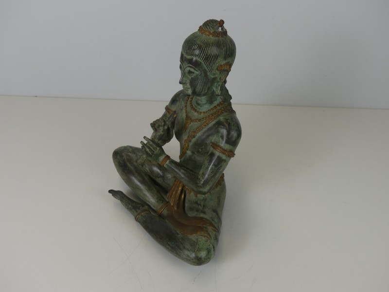 Vintage Thaise bronzen Boeddha met fluit