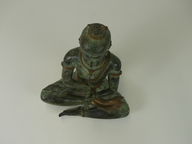 Vintage Thaise bronzen Boeddha met fluit