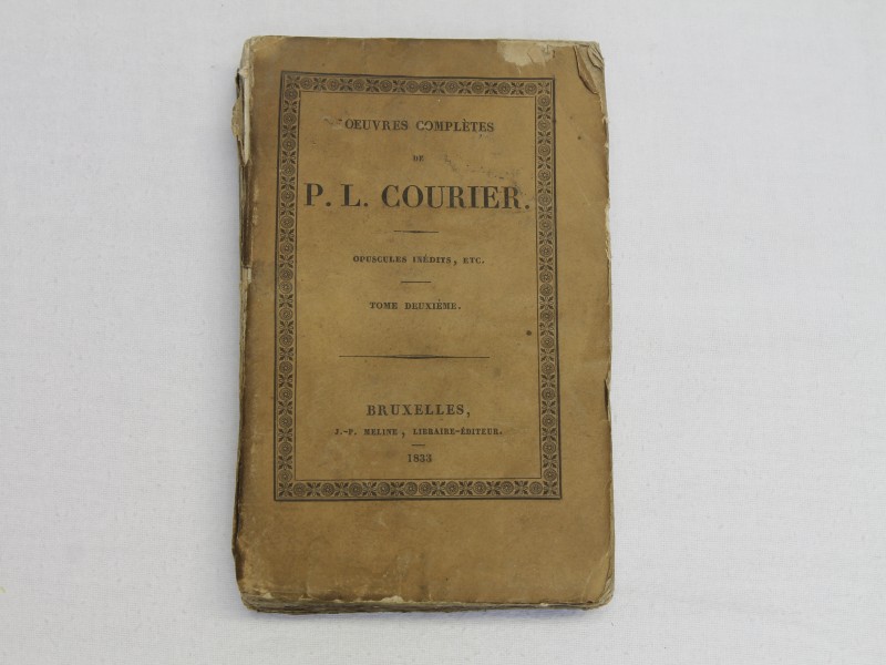 Antiquariaat: "Oeuvres complètes de P.L. Courier- 1833 (Art. 874)