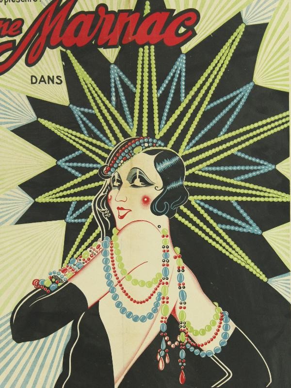 Zeldzame lithografie: filmposter Jane Marnac / Parijs-Béguin. 1931