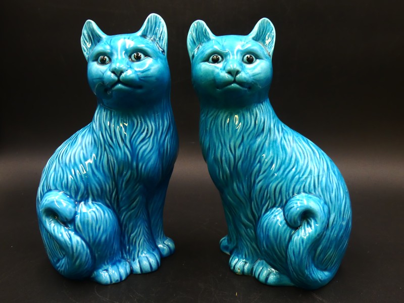 Chinese Turquoise keramische katten