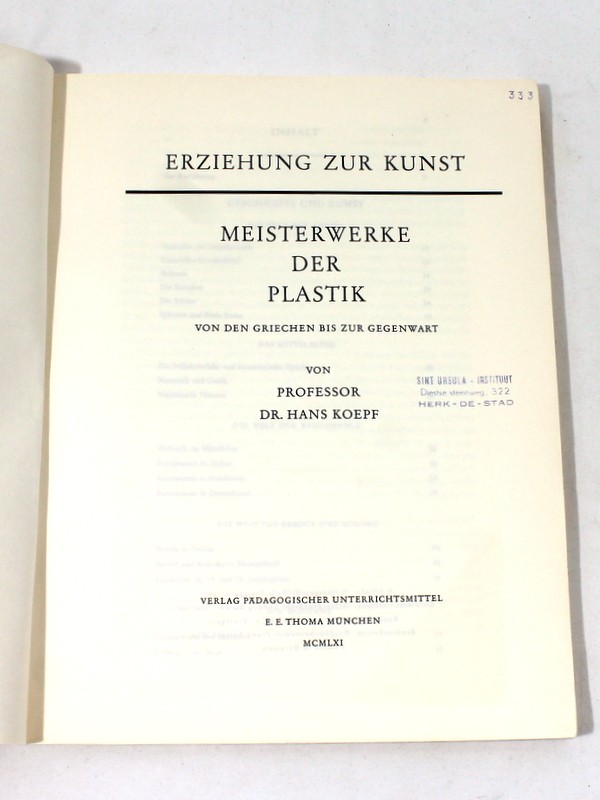 Vintage boek 'Meisterwerke der Plastik' - H. Koepf