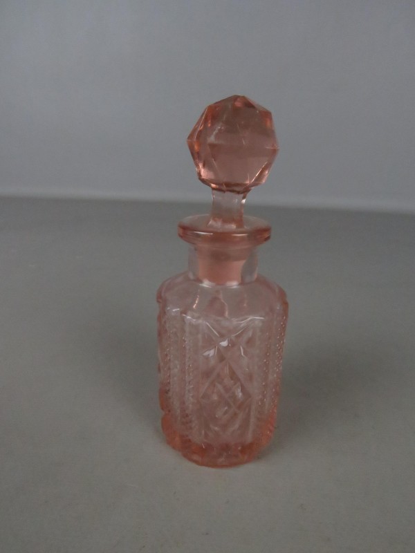 2 vintage lege rosaline glazen parfum flesjes