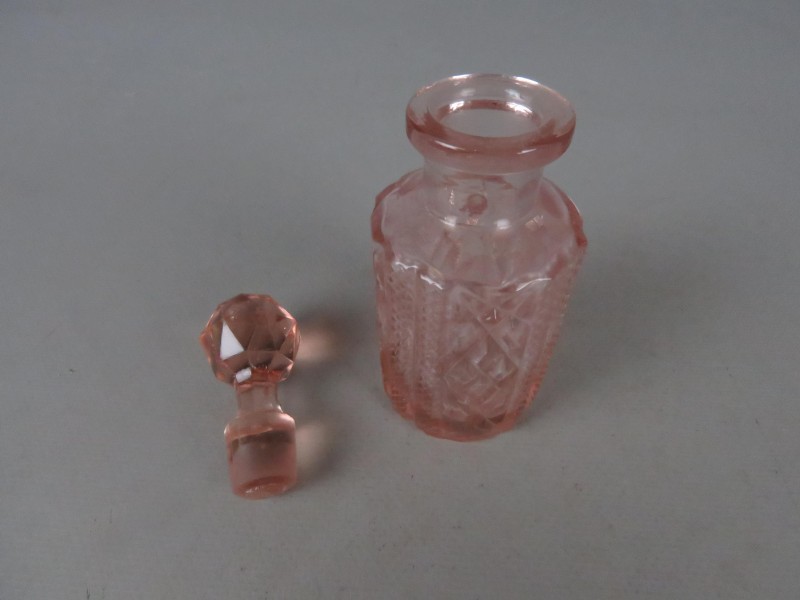 2 vintage lege rosaline glazen parfum flesjes