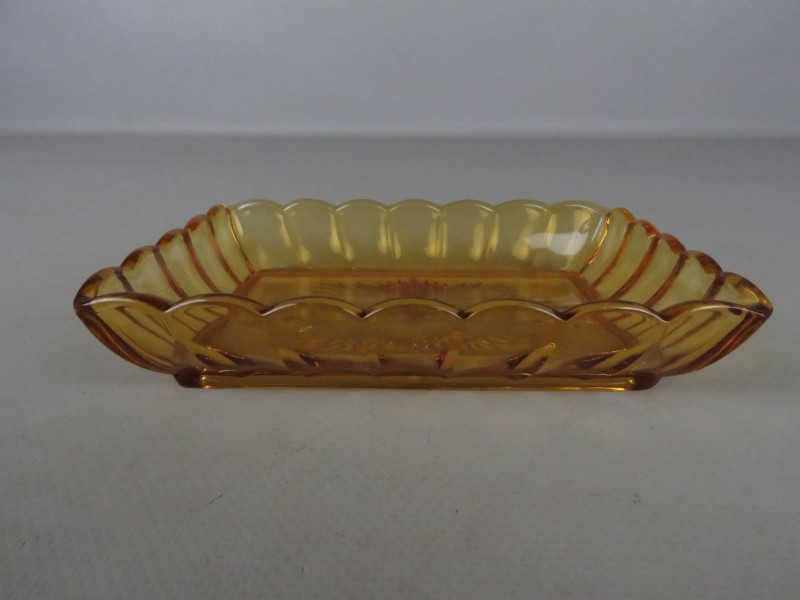 Amber art-deco glazen schaaltje