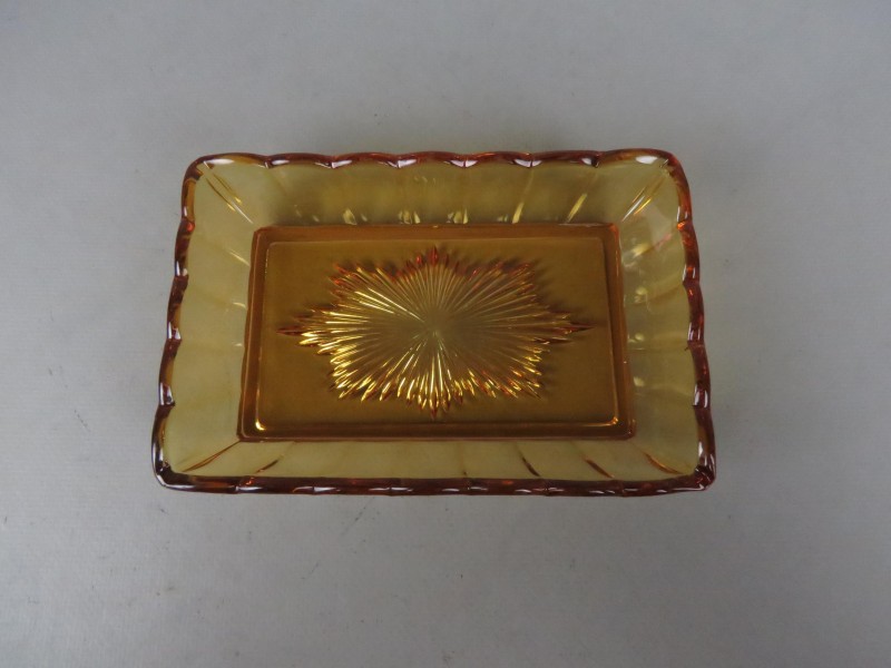 Amber art-deco glazen schaaltje