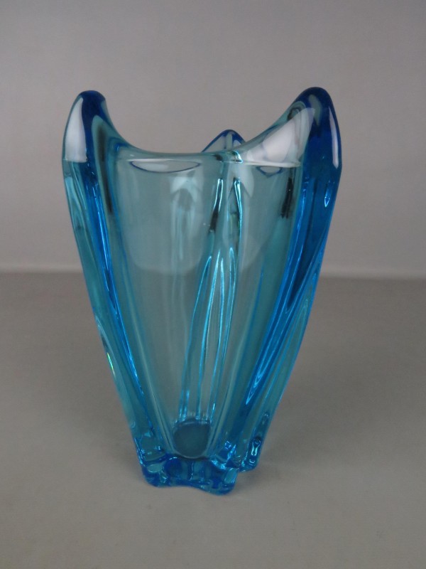 Blauw glazen vaas