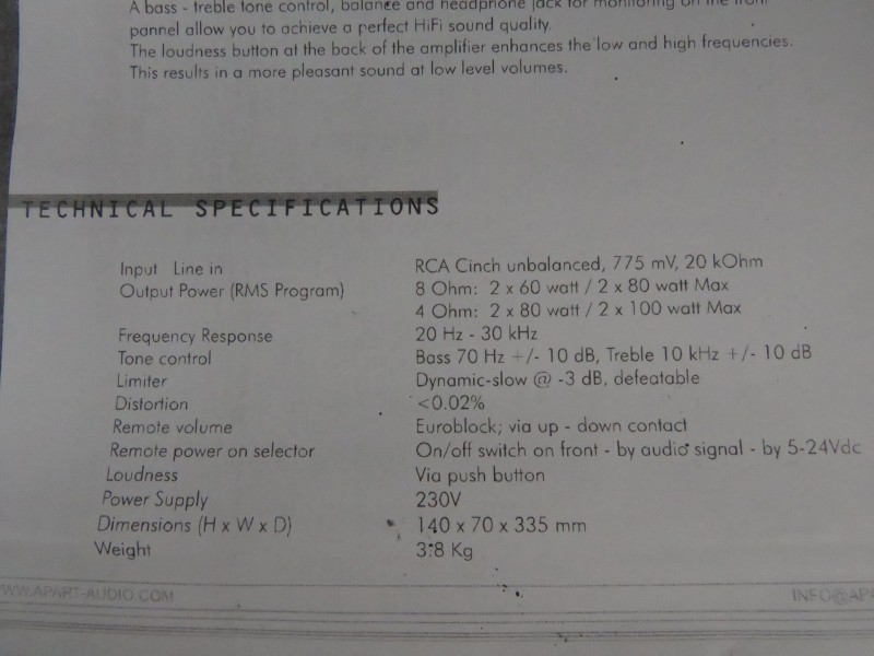 Amplifier "Apart SBR160"