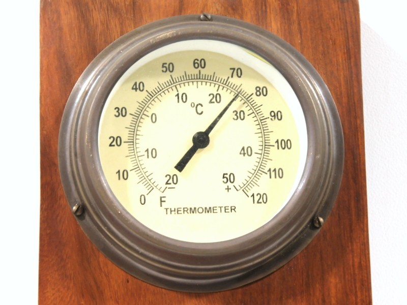 Vintage combo thermometer-klok