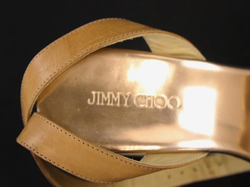 Hoge sandalen met sleehak en glinsteringen, gemerkt Jimmy Choo