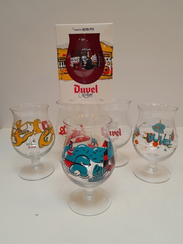 Lot van 6 collectible Duvel glazen