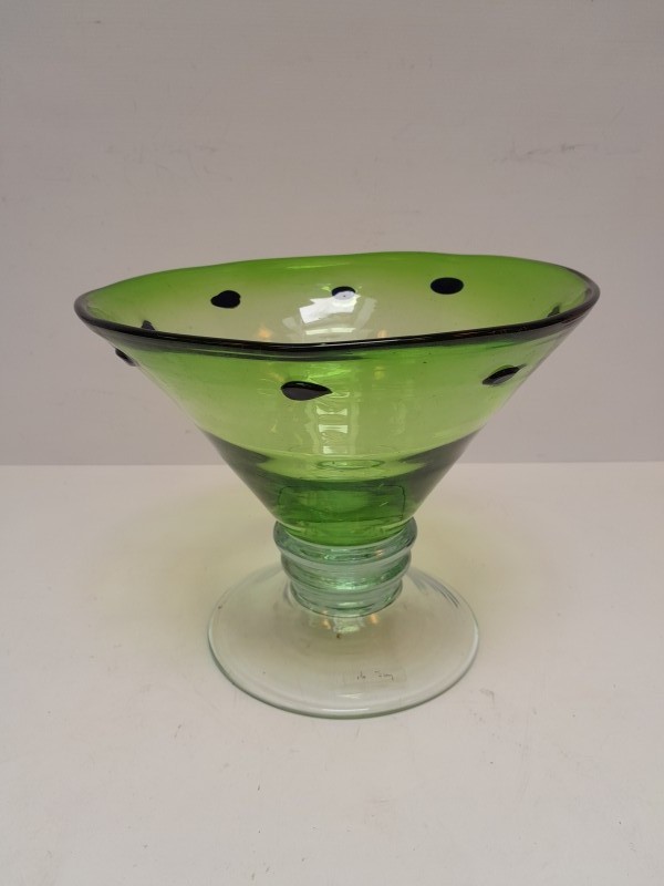 Groene glazen mondgeblazen schaal - Henry Dean