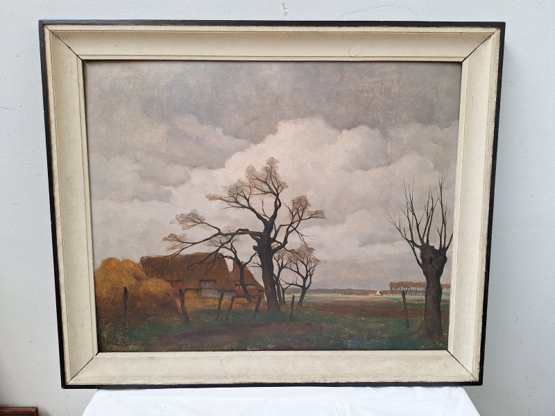 Schilderij van een boerenerf met bomen - K. Van Lerberghe