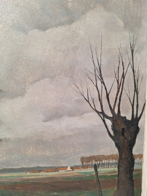 Schilderij van een boerenerf met bomen - K. Van Lerberghe