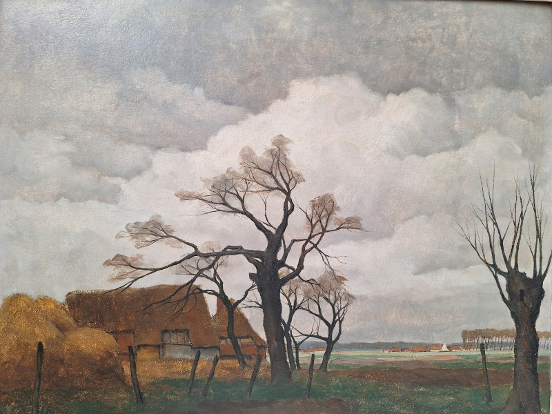 Schilderij van een boerenerf met bomen - K. Van Lerberghe